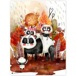 Gyerekszoba képek - Panda család az erdőben