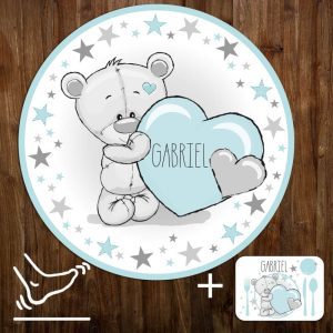 INSPIO baba játszószőnyeg - Menta színű maci szívecskével