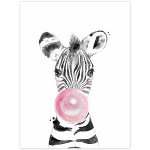 Képek falra - Zebra rózsaszín buborékkal