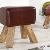 BOCK II kávészínű bőr hokedli 40 cm