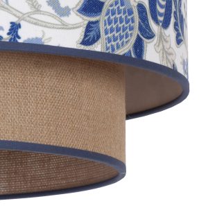 Függő lámpa Hampton Boho kék virág/juta