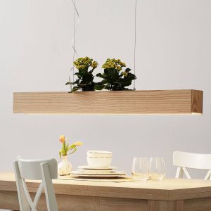 LED függő lámpa Ash világos fa búrával