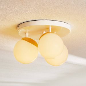 Sfera mennyezeti lámpa 3izzós direkt kerek üveg/fa