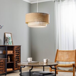 Boho juta függő lámpa natúr barna Ø45cm 1 izzós