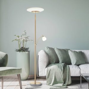 LED állólámpa Troja olvasókarral szabályzó arany