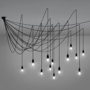 LED függő lámpa Maman fekete 14 izzós