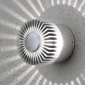 LED kültéri fali lámpa Monza Rays kerek ezüst 9cm