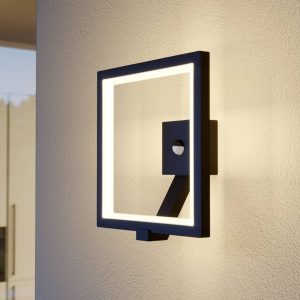 LED kültéri falilámpa Square grafitszürke érzékelő