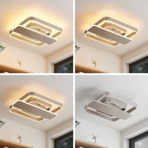 Lucande Linetti LED mennyezeti szögl. nikkel 40cm