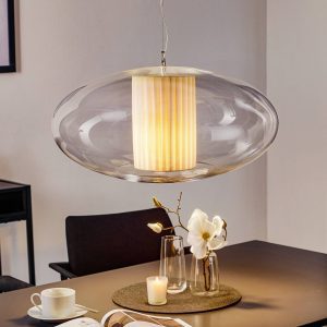 Modo Luce Ellisse függőlámpa Plissé Ø 60 cm bézs