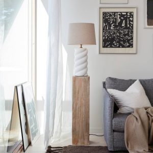 PR Home Spin asztali lámpa Ø25cm barna/fehéres