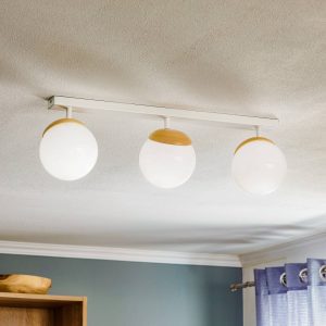 Sfera mennyezeti lámpa 3izzó direkt hosszú üveg/fa