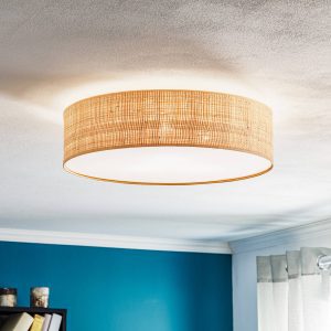 mennyezeti lámpa Leano Beige kerek Rattan bézs