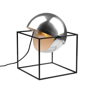 Asztali világítás El Cubo gömbbúrával króm