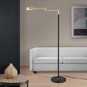 LED álló lámpa Boston érintésszab. fekete/sárgaréz