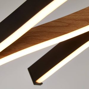 LED függőlámpa Swirl fekete/fa