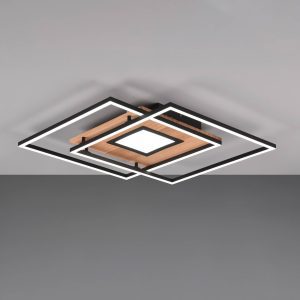 LED mennyezeti világítás Via CCT dim táv fa/fekete