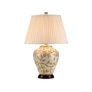 Levelek asztali lámpa porcelán talppal