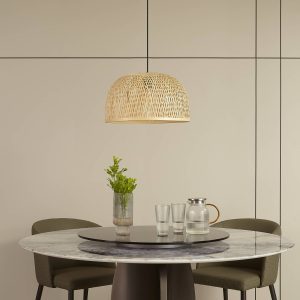 Lindby Dabila lógó világítás bambusz Ø45cm 1 izzós
