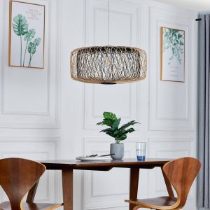 Lindby Jagna lógó világítás Ø 59 cm bambuszból