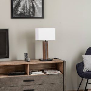 Lámpa Elegance szabályozható diófa furnér fehér