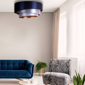 Mennyezeti világítás Trio Ø 60 cm navy/ezüst/fehér