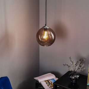 Akasztólámpa gömb üveg gömb árnyékoló füstszürke Ø25cm