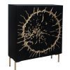 CIRCLE fekete-arany mangófa tálalószekrény 120cm