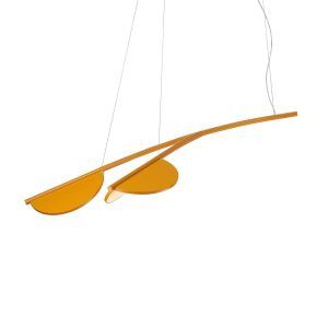 FLOS Almendra Organic függőlámpa 2fl rövid okkersárga színű