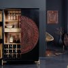 MANDALA fekete tömörfa bárszekrény 140cm
