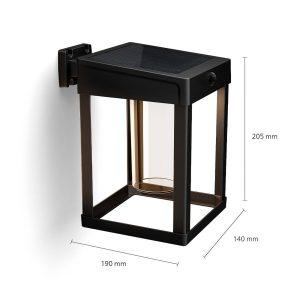 Philips LED napelemes fali lámpa Camill fekete/átlátszó