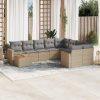 10 részes bézs polyrattan kerti ülőgarnitúra párnával