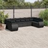 10 részes fekete polyrattan kerti ülőgarnitúra párnákkal