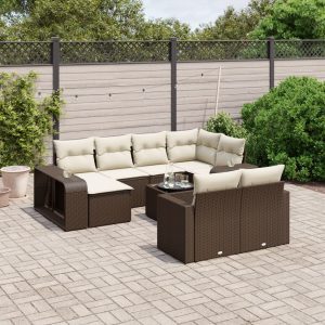 11 részes barna polyrattan kerti ülőgarnitúra párnákkal