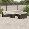 11 részes barna polyrattan kerti ülőgarnitúra párnákkal