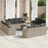 13 részes világosszürke polyrattan kerti ülőgarnitúra párnákkal