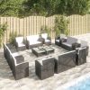 16 részes fekete polyrattan kerti ülőgarnitúra párnákkal