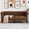 2 személyes barna szövet chesterfield kanapé