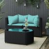 3 részes fekete polyrattan kerti ülőgarnitúra párnákkal