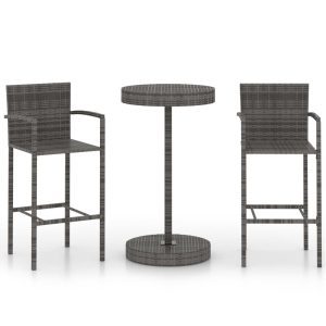 3 részes szürke polyrattan kerti bárszett