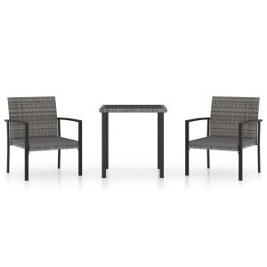 3 részes szürke polyrattan kerti étkezőgarnitúra