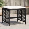 4 db fekete polyrattan kerti szék párnával 41 x 41 x 36 cm