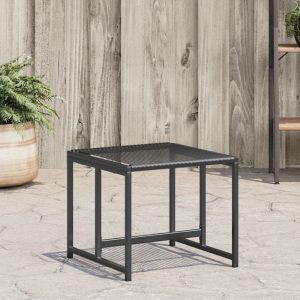 4 db fekete polyrattan kerti ülőke