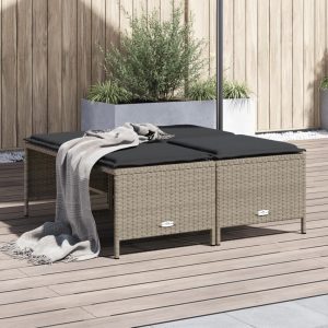4 db világosszürke polyrattan kerti szék párnákkal