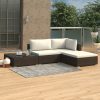 4-részes barna polyrattan kerti bútorszett párnákkal