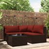 4 részes barna polyrattan kerti ülőgarnitúra párnákkal