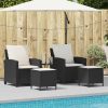 4 részes fekete polyrattan kerti ülőgarnitúra párnákkal