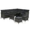 4-részes szürke polyrattan kerti bútorszett párnákkal