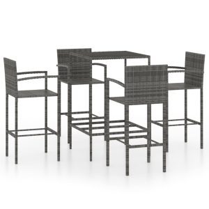 5 darabos szürke polyrattan kerti bárszett