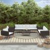 5 részes fekete polyrattan kerti ülőgarnitúra párnákkal
